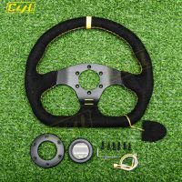 Universal 13inch 320mm D Shape Steering Wheel Suede Leather Flat Dish Sim Racing Steering Wheel Furniture Protectors Replacement Parts