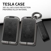 {Lili Car product} เคสป้องกันเคสกุญแจรถยนต์สำหรับกระเป๋าที่ห้อยกุญแจการ์ด Tesla Model 3 S X Y อุปกรณ์ตกแต่งรถยนต์พวงกุญแจกระเป๋าหนังใส่กุญแจ