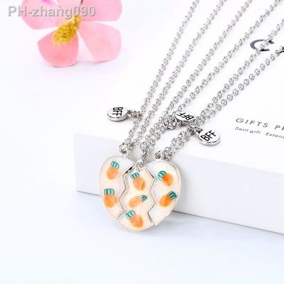 Fashion Trendy Best Friend Necklace Cute Carrot Charm Enamel Pendant BFF Magnetic Necklace for Men Women Couple 3Pcs/Set