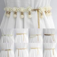 CBT Elegant Women Accessories Clothing Supplies Dress Decoration Thin Waistband Waist Chain Pearl Belt Waist Dress Strap