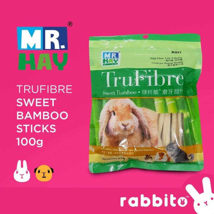 Mr. Hay TruFibre Sweet Bamboo Sticks 100g Treats for rabbits guinea