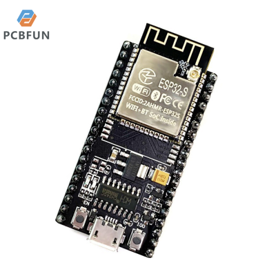 pcbfun ESP-32S ไวไฟพอร์ตอนุกรมบอร์ดพัฒนา Wifi 36 GPI0พร้อมเสาอากาศในตัวเครื่องเชื่อมพินไมโครยูเอสบีโมดูลบีที CH340C