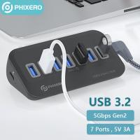 [HOT HAIXWLXKWW 589] PHIXERO USB 3.2 Docking Station Hub Type C Splitter Adapter พอร์ตหลาย3.0พร้อมเครื่องอ่านการ์ดสำหรับแล็ปท็อป