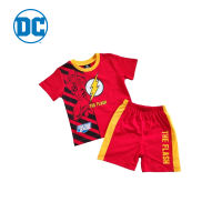 Magic Two Justice League T-Shirt Set with The Flash Pattern Red colour ชุดเซ็ตเสื้อคอกลมกางเกงขาสั้นพิมพ์ลายจัสติสลีกสำหรับเด็ก ลายเดอะแฟลช สีแดง