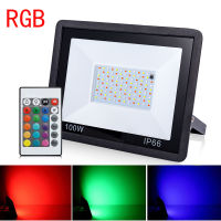 RGB Flood Light Led โคมไฟติดผนังกลางแจ้ง20W 30W 50W 100W ภายนอกพร้อมรีโมทคอนลไฟถนนสวนภูมิทัศน์ Floodlight