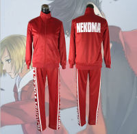 Haikyuu Nekoma Highแจ็คเก็ต + กางเกงชุดคอสเพลย์Tetsurou Kuroo Kozume Kenmaชุดเสื้อผ้าแต่งตัวทีมวอลเลย์บอลสีแดงเครื่องแบบชุดกีฬา