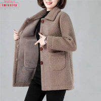 IMIXCITY Women เสื้อโค้ทหนาขนาดใหญ่หลวม Single Breasting Jacket สีทึบ Warm Outer Wear