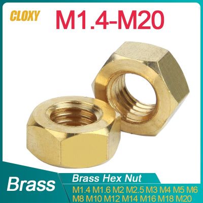 5/ 10 /50/ 100pcs DIN934 Solid Brass Copper Hex Hexagon Nut for M1.4 M1.6 M2 M2.5 M3 M4 M5 M6 M8 M10 M12 M14 -M20 Screw Bolt Nails  Screws Fasteners
