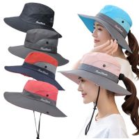 Womens Bucket Hat Panama 2023 Fashion Sun Visor Breathable Fisherman Protection Hat Ponytail Cap Summer Hats Beach Sun Hats