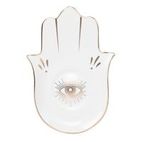 White Tray Jewelry Dish Holder Soap Plate Eye Ring Trinket Ceramic Hand Hamsa Evil Entryway Display Sink Kitchen Vanity For Candle Key