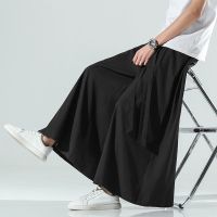 CODtianjia6731 Dark Big Flared Samurai Pants Chinese Style Ice Silk Male Unisex Plus Fat Large Size Drape Loose Casual Summer