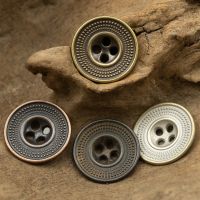 10pcs/lot Amekaji Workwear Jacket Metal Buttons Antique Pewter Denim Jeans Buttons Round 4 Hold High Quality Metal Buttons