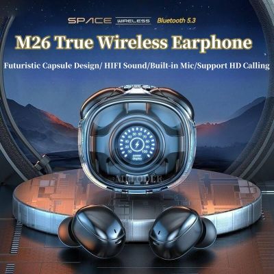 New Design M26 Color Cute Transparent Tws ENC HD Call Truely Wireless Earbuds Hifi Stereo Mini In-ear Headphones Earphones
