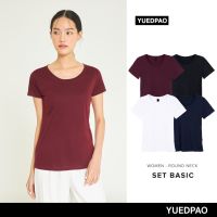 Yuedpao เสื้อยืดผู้หญิงคอกลม ทรงเข้ารูป ไม่ย้วย ไม่หด ไม่ต้องรีด ใส่สบาย basicstyle เสื้อยืดคอกลมผู้หญิง สี Basic