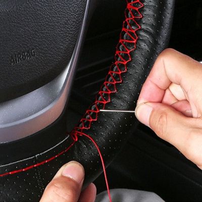 【YF】 Car Steering Wheel Cover Non-Slip Soft Artificial leather 38cm With Needles And Thread Braid On Steering-Wheel Accessories