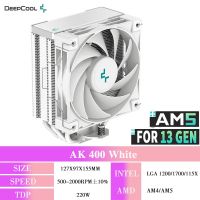 AK400ตัวประมวลผลสีขาว AK400สีขาวลึกพัดลมระบายความร้อน CPU AK400 4ท่อความร้อนบางเรดิเอเตอร์ระบายความร้อนเงียบพัดลม FDB สำหรับเดสก์ทอปคอมพิวเตอร์ LGA1700 AM4 115X