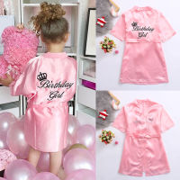 Toddler Baby Kid Solid Silk Satin Kimono Robes Bathrobe Birthday Girls Sleepwear Kawaii Pink Sleepwear Baby Girl Robes