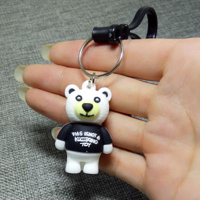 pop 3D keychain bear key chain ring pendant jewelry accessories cartoon animals Teddy Anime key holder cute gift for woman girl