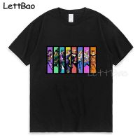 Jojos Bizarre Crew Black T Shirt Men Retro Graphic Anime Print Tshirt Vintage Cotton Tee Loose 100% Cotton Gildan