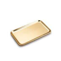 Specialty Plates Small Rectangle Serving Tray for Kitchen Bathroom SUS304 Stainless Steel 8 x 4.5 inch (Gold)