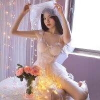 New Sexy Queen Exposed Breasts Transparent Beautiful Bride Suit Sexy Lingerie Wedding Dress Uniform Passion Clothes Clothing 【SEP】