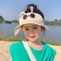 Cute Bunny Sun Visor for Girl 3-10 Y UV Protection Wide Brim Panama Children Empty Top Hat Beach Travel Sunscreen Hat Kids