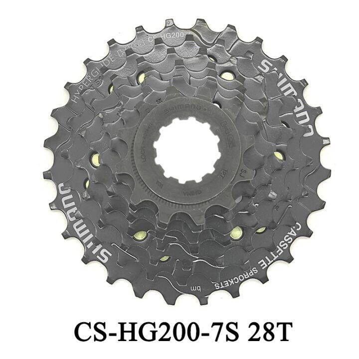 shimano-mtb-จักรยานเกียร์อะไหล่-cs-hg200-78-cassette-bike-freewheel-cassettes-12-14-16-18-21-24-28-32t-7s8s-speed-bike