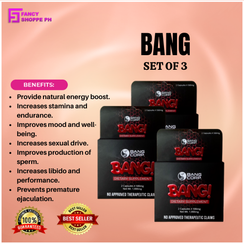 Best Seller BANG FOOD SUPPLEMENT FOR MEN 2 CAPSULES (SET OF 3) 500mg