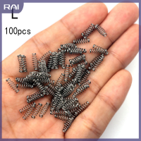 【RAI】 100pcs fishhooks หนามตกปลาบิดล็อคเบ็ดตกปลาฤดูใบไม้ผลิสแตนเลส