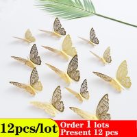 Butterflies Wall Sticker Home Decor Multicolor 3D Butterfly Sticker 12Pcs/lot for Festive  party  Balloon Living Room Decoration Wall Stickers  Decals