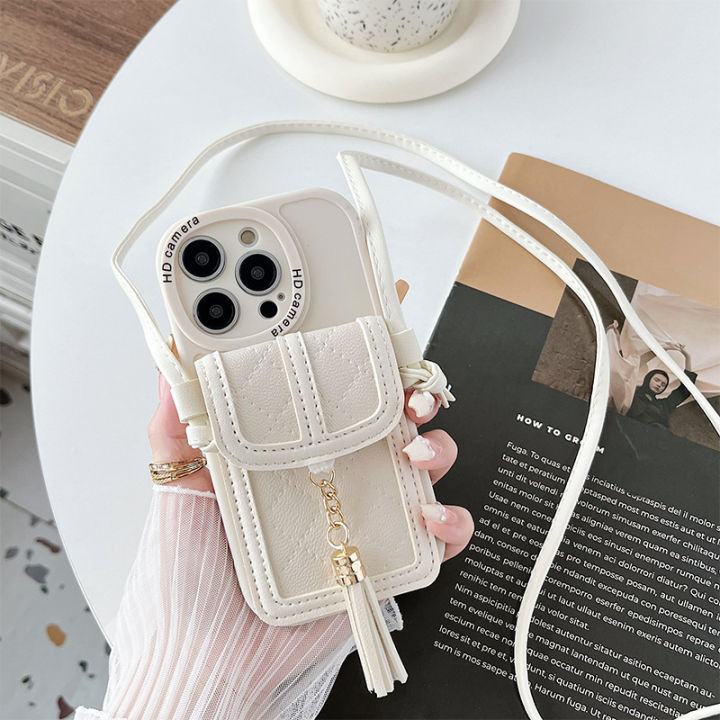 fashion2023silicone-crossbody-สายคล้องคอสำหรับ-13-12-mini-14-pro-max-11-xr-xs-x-7-8-plus-se-2022กันกระแทกผู้ถือบัตร