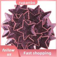 RUPANBO039392692 20pcs 8.58.3ซม. ค่ะ ดาวเหล็กบนแพทช์ สีชมพูอมชมพู โพลีเอสเตอร์ เลื่อมดาวปักตกแต่งแพทช์ป้าย applique ความคิดสร้างสรรค์ในการ เลื่อมดาว สำหรับผู้หญิง