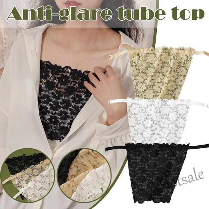 Lace Privacy Invisible Bra Lady Lace Peep Invisible Bra Clip On Mock  Camisole Bra Insert Overlay Panel Vest Women's Lingerie with Push up Bra  Strap
