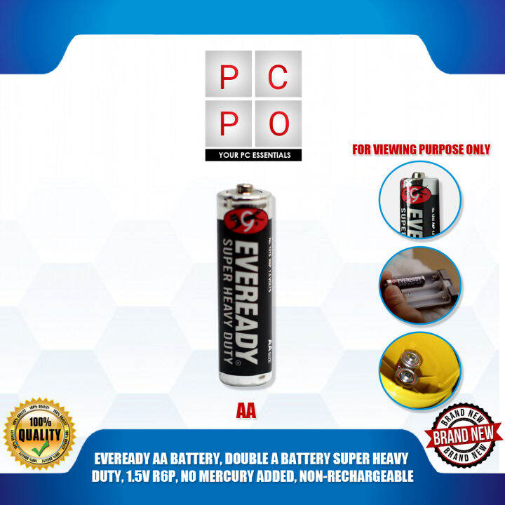 EVEREADY AA BATTERY, DOUBLE A BATTERY SUPER HEAVY DUTY, 1.5V R6P, NO