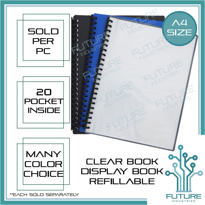 (1)　Color　[Future　Book　Size　Blue　Refillable　Pockets　Black　20　A4　Display　Lazada　Book　Clear　Industries]　Clearbook　PH