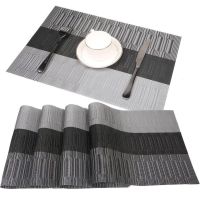 1/2/4pcs Washable Rectangular Placemats 30x45cm Kitchen Dining Table Mat Heat Resistant Decorative Non-slip Cup Coaster Pad Gray