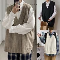 CODDian Zhen Vest Mens Korean Personality Sleeveless V-neck Knitted Loose Waistcoat