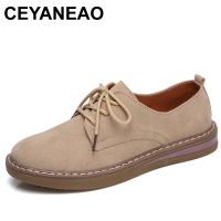 CEYANEAOCow Suede Leather women Flats oxford shoes Spring Ladies sneakers Loafers Casual ShoeMoccasin Plus SizeAutumn Boat Shoes