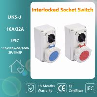 Industrial Socket With Interlock Switch IP67 16A 32A Refrigerated Container Industry Waterproof CEE Socket German Standard