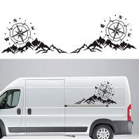 【cw】 Car Sticker 2PCS Mountain Adventurers Compass Graphics Decoration Rv Camper Truck Door Waist Hood Vinyl Decal56x30CM ！