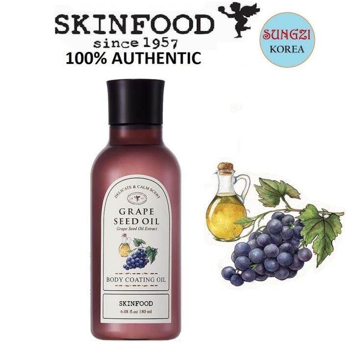 SKINFOOD Grape Seed Oil Body Coating Oil 180ml (2025) Korean Cosmetics
