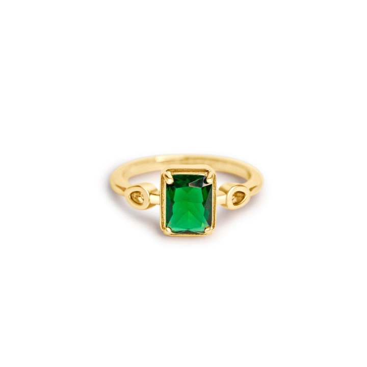 Emerald Green Zirconia/Maragadham/Zamrud 18K Gold Ring | Lazada