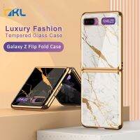 ~ gkl เคสกระจกนิรภัยแบบพับหรูหราสําหรับ samsung galaxy z flip 9 d hard สําหรับ samsung z f 7000 f 700f