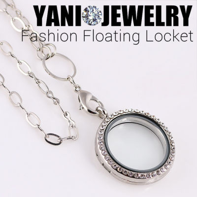 10pcslot Shuyani Mix Colors 30mm Round Magnetic Glass Floating Charm Locket With Rhinestones (chains included for free)