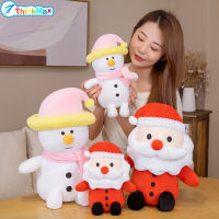 Thinkmax ของเล่นตุ๊กตาสั้นน่ารักซานตาคลอส Snowman ตุ๊กตาเด็กสบายหมอนของขวัญคริสต์มาสสำหรับเด็ก Grils