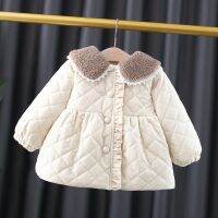 Winter Baby Girls Round Collar Childrens Thick Cotton-padded Jacket Child Sweet Princess Coat Kids