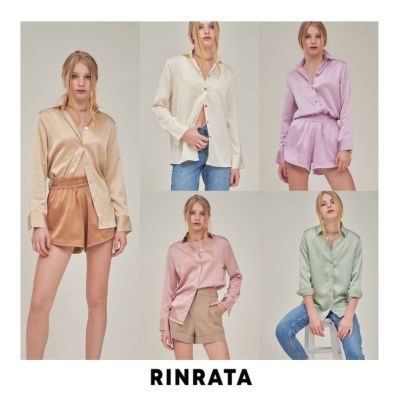 RINRATA - Amy shirt เสื้อเชิ้ต แขนยาว กระดุมหน้า ผ้าไหม ซาติน กระดุม มุข เสื้อเชิ้ต เสื้อทำงาน ทำงาน เสื้อใส่เที่ยว มี 10 สี