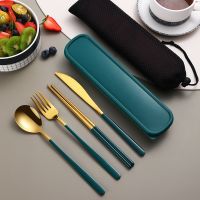 304 Tableware Set Portable Cutlery Set Dinnerware Set High Quality Stainless Steel Knife Fork Spoon Travel Flatware With Box Flatware Sets