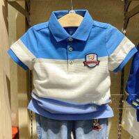 ใหม่ฤดูร้อนเด็กชายสีตัดกันแขนสั้น T เสื้อเชิ้ตลำลอง polo เสื้อ PCHAB6412N~