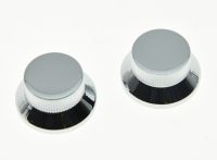 KAISH 2pcs Chrome Metal Top Hat Bell Knobs Push On Guitar Bass Knob for 5.8mm Pots